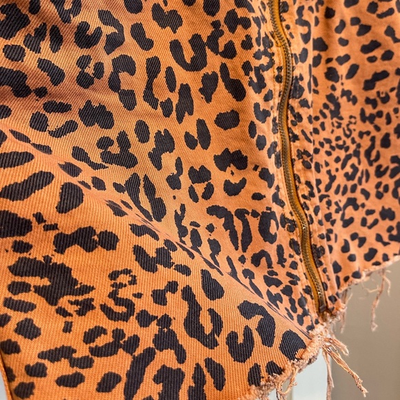 Free People Burnt Orange Leopard Denim Skirt - Picture 5 of 11